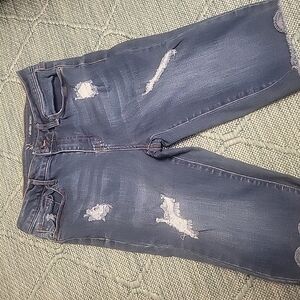 New York and Company Mid-Rise Blue Denim Distressed  Bermuda Shorts Size 10